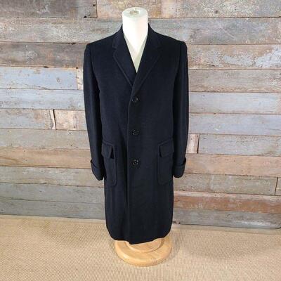 Vintage 100% Vicuna Alpaca Wool Black Men's Long Coat
