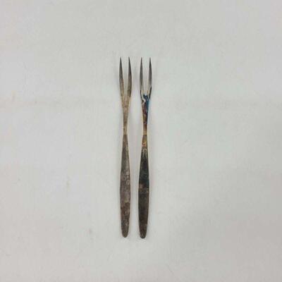 MCM WMF 90 Stainless Laurel Pattern Small Cold Meat Serving Forks Set of 2
