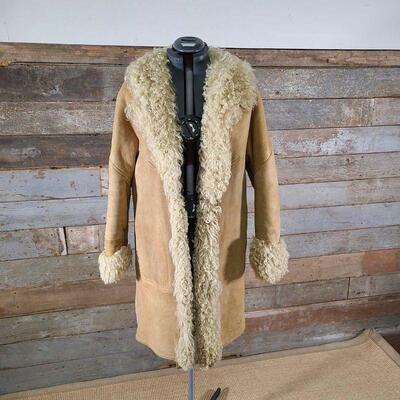 Vintage Suede Leather Mongolian Curly Lamb Fur Coat
