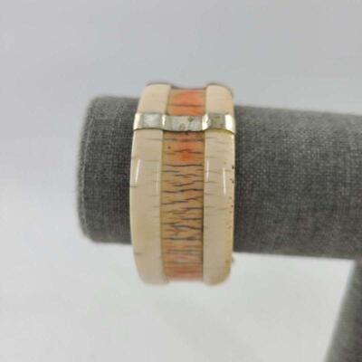 Middle Eastern Silver & Bone Bangle Clasp Bracelet
