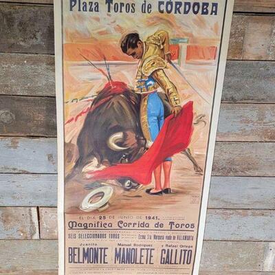Plaza Toros de Cordoba 1941 Spanish Bull Fighting Poster
