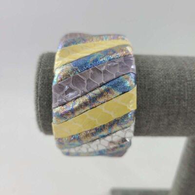 Vintage 1980s Duane Fitzgerald Leather Butterfly Cuff Bracelet
