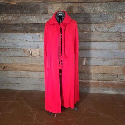 Vintage Mod 1960s Gino Paoli 100% Wool Red Cloak Cape
