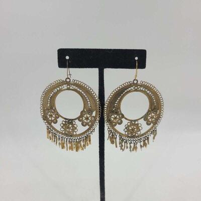 Gold Tone Filigree Pierced Earrings
