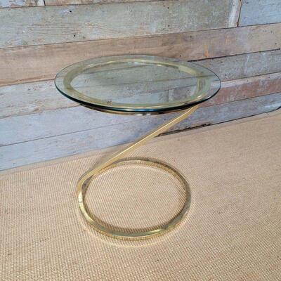 Mid-Century Tubular Brass and Glass End Table
