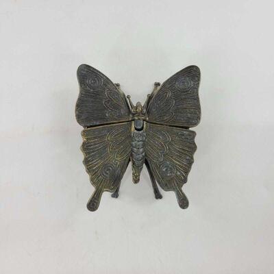 Italian Brass Butterfly Ashtray Trinket Box
