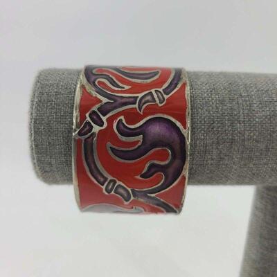 Turkish Silver Red Purple Cuff Bracelet
