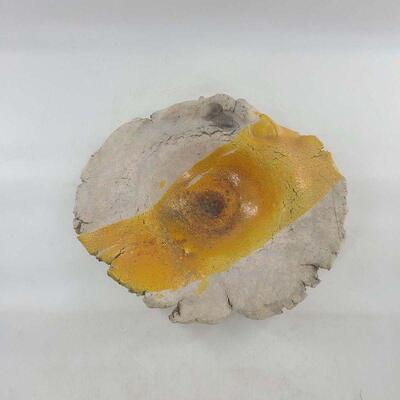 Contemporary Yellow Striped Pottery Bowl
