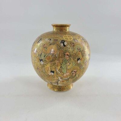 Antique Japanese Satsuma Warrior Vase Jar
