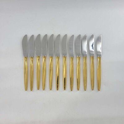 WMF Echtsilber 800 Gold Plate Hollow Butter Knives Set of 12
