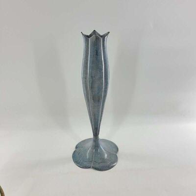 Vintage Enamel Metal Tall Tulip Vase

