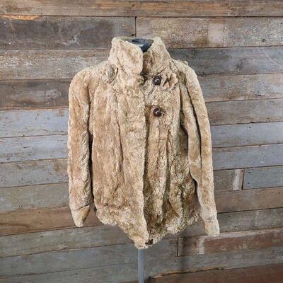 Vintage Retro Fendi Made in Italy Fur Coat with Fur Flower Details
