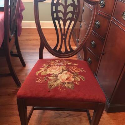 set of 6 needlepoint dining chairs $229