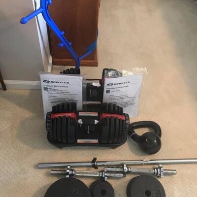 2 Bowflex $90
kettle ball $10
set of weights $160