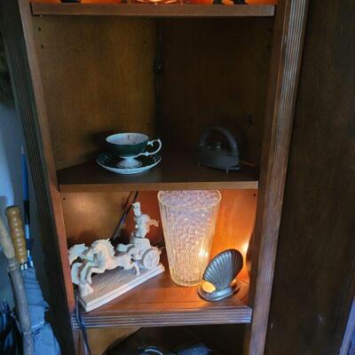 corner cabinet with some collectibles, sold separately