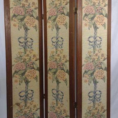 Vintage Embroidered Privacy Screen / Room Divider
