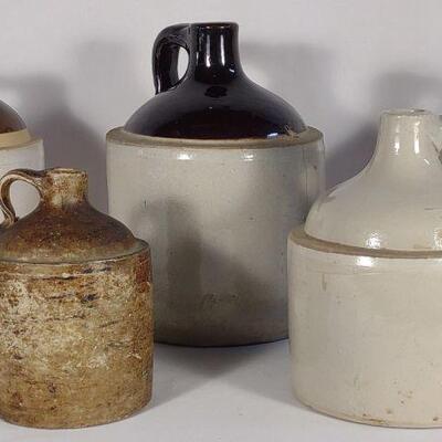 5 Stoneware Whiskey Jugs