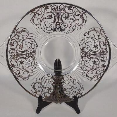 11.5" Sterling Silver Overlay Glass Platter