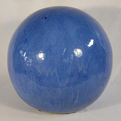 Large Ceramic Blue Glazed Garden Gazing Ball