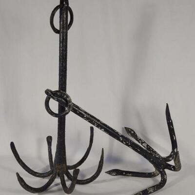 2 Antique Grapnel Iron Anchors