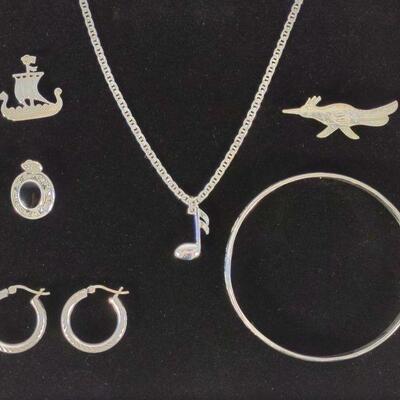 Sterling Silver Bangle, Necklace, Earrings & More