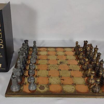Lead & Brass Chess Set w/ Copper & Tin Board