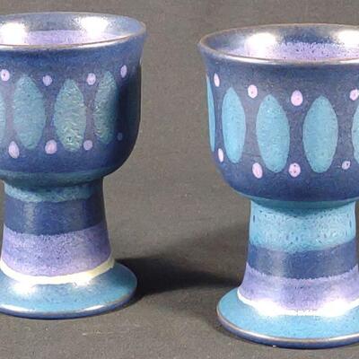 Pair of Porta Celi Spain Pottery Goblets