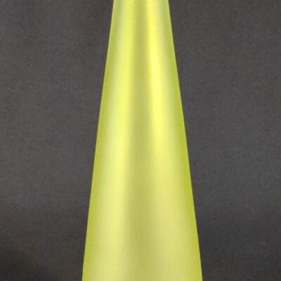 N Kovic Signed Frost Green Art Glass Vase