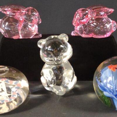 5 Vintage Glass Paperweights