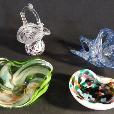 4 Hand Blown Murano Glass Art Bowls