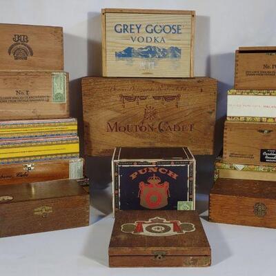16 Antique & Vintage Cigar & Wine Boxes