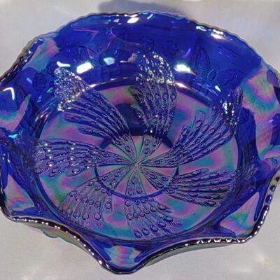 1974 Fenton Carnival Glass Footed Ripple Bowl