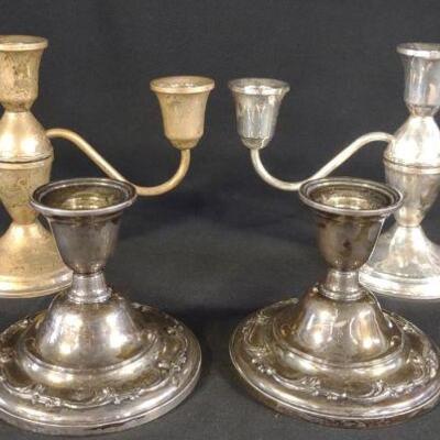 4 Sterling Silver Weighted Candelabras & Holders
