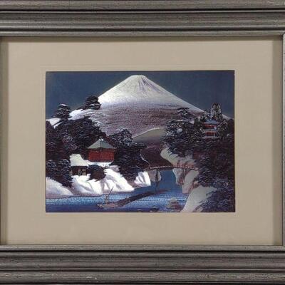Japanese Mount Fuji Foil Print