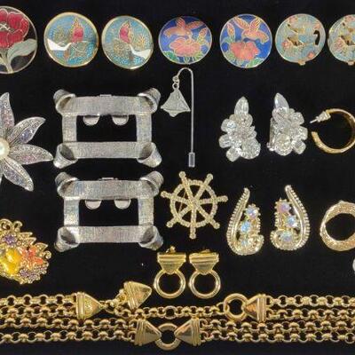 Vintage Cloisonne & Rhinestone Jewelry