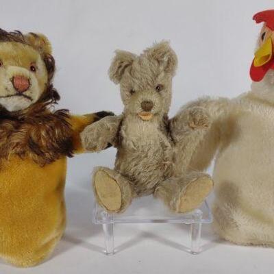 3 Steiff Hand Puppets & Teddy Bear