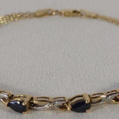 10K Gold Sapphire & Diamond Baith Bracelet