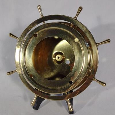 Gold Tone Metal Ships Wheel Barometer Shell Case