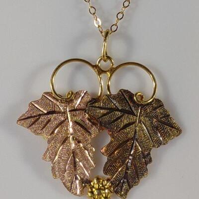 12K Gold Grape Pendant & 14K Necklace Chain