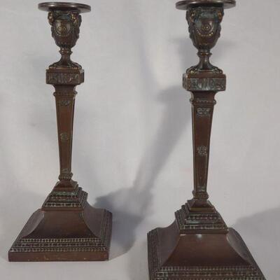 Pair of Bronze Classical Candlesticks