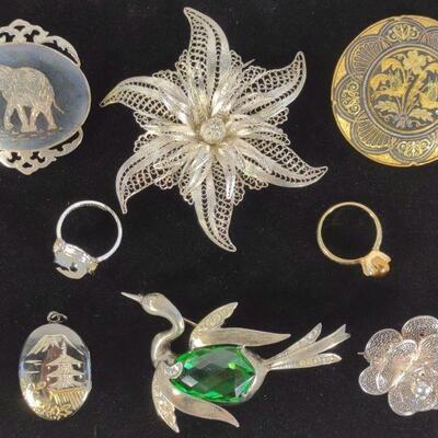 Vintage Sterling Silver Brooches, Pins & Rings