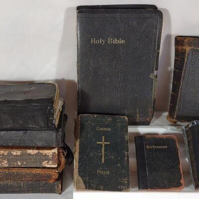 10 Antique Leather Bound Holy Bibles
