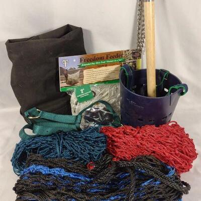 5 Horse Feeder Hay Nets, Twitch & Muzzle