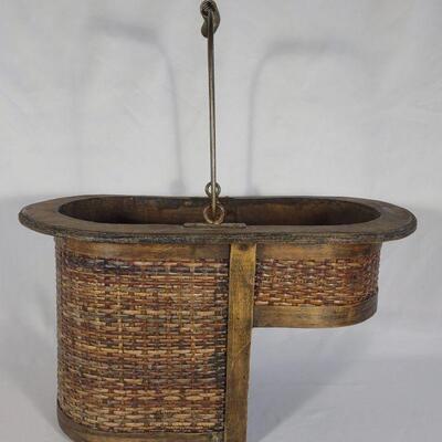 Vintage Woven Stair Step Basket w/ Handle