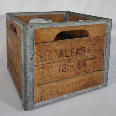 Vintage Alfar Wood & Metal Milk Crate
