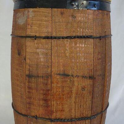 Vintage Wooden Keg Barrel Stool w/ Storage