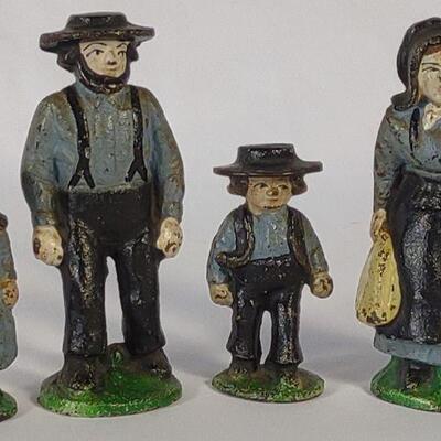 4 Cast Iron Amish Figures