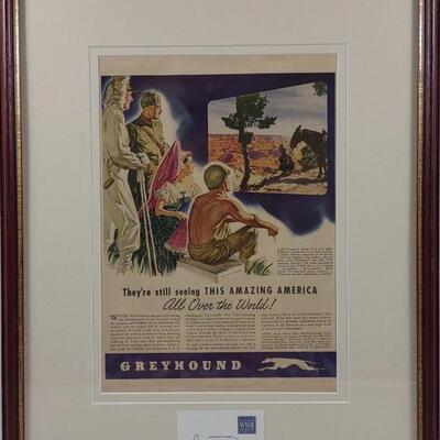 Bob Dole Signed WWII 1944 Military Greyhound Ad