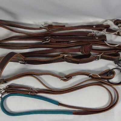 2 Horse Bridles, Reins & Leather Stirrups