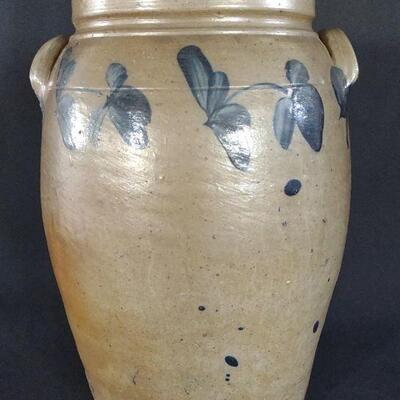 Decorated Ovoid Stoneware Jar 3 Gallon Crock